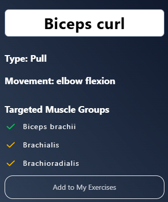 Biceps curl exercise template
